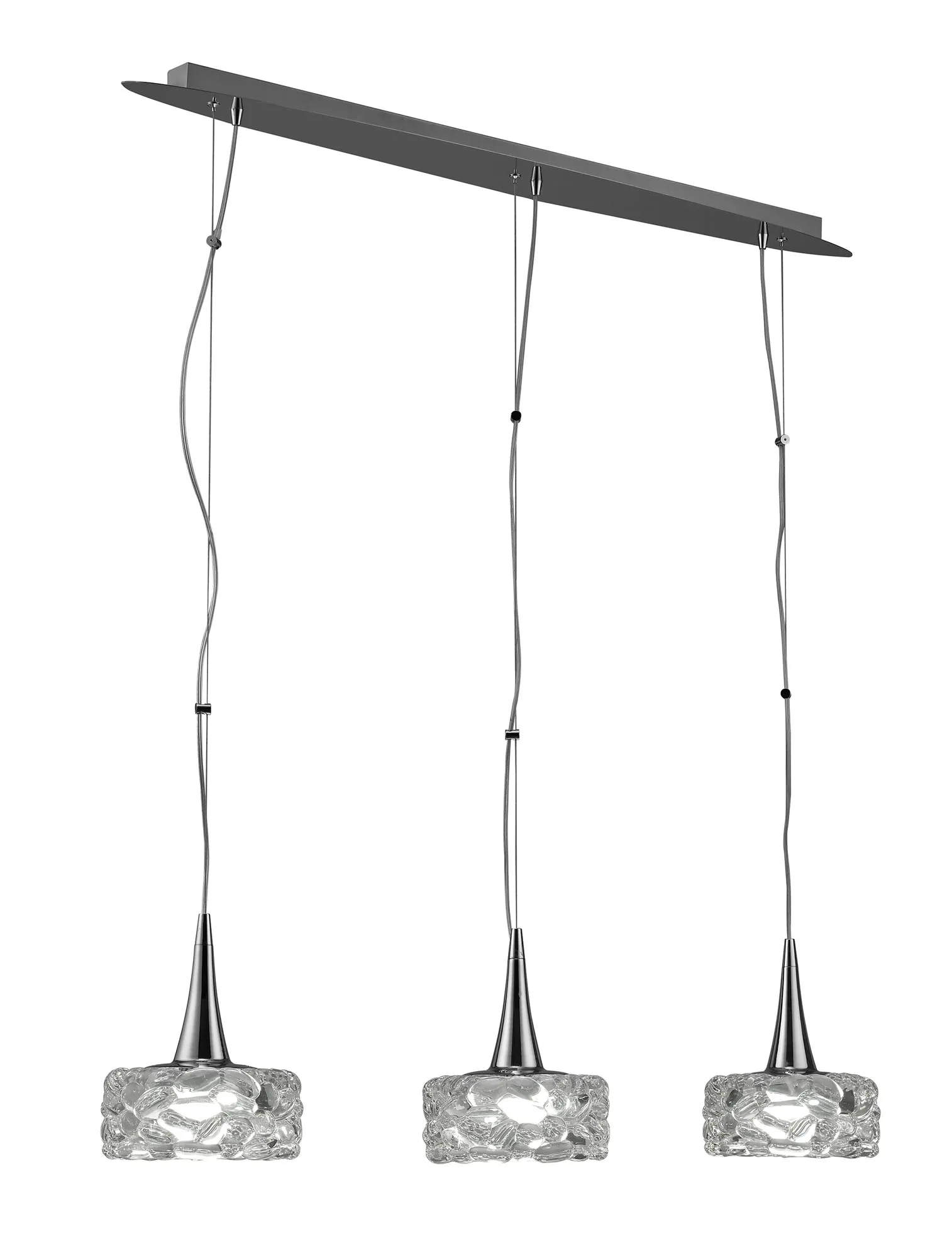 M3931  O2 Glass Pendant 3 Light